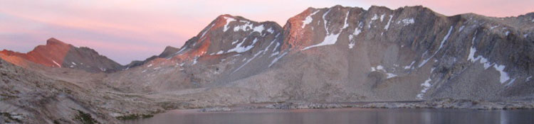 Muir Pass Sunset with the Black Giant in Background, Wanda Lake in foreground